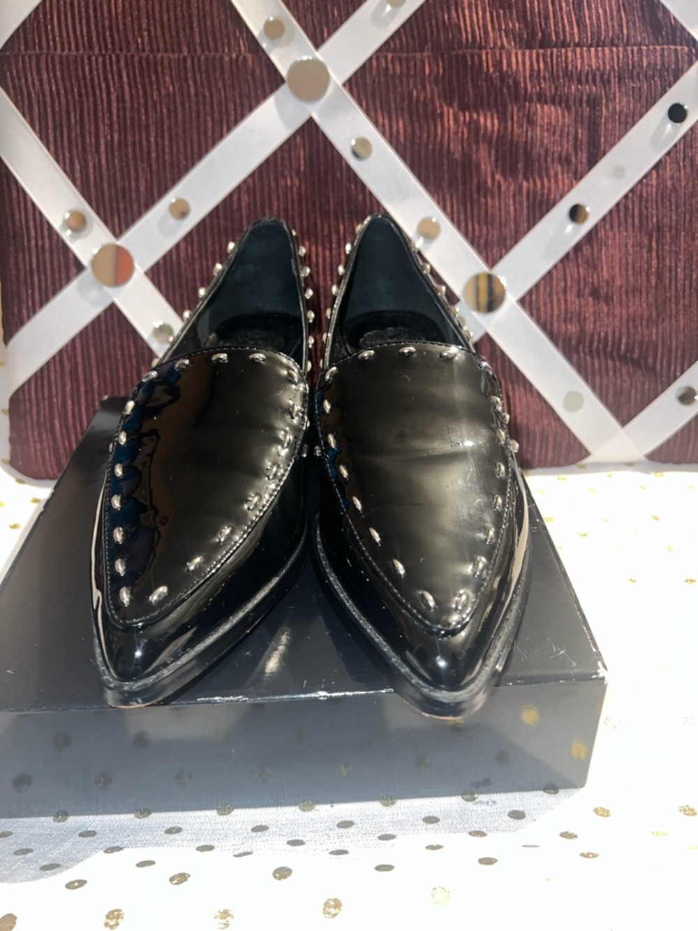 Vince camuto Black Stud-Trim Pointed Toe Men’s Loafers